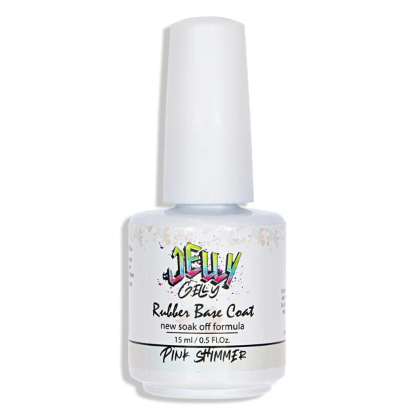 Jelly Gelly Rubber base coat – pink shimmer 15ml